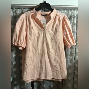 Chic Peach V-Neck 100% Blouse